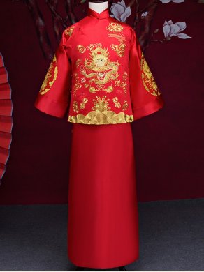 金龍男士古裝中式禮服，復古中國風新郎禮服