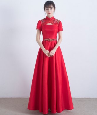 復(fù)古立領(lǐng)中式禮服，中國(guó)風(fēng)晚禮服