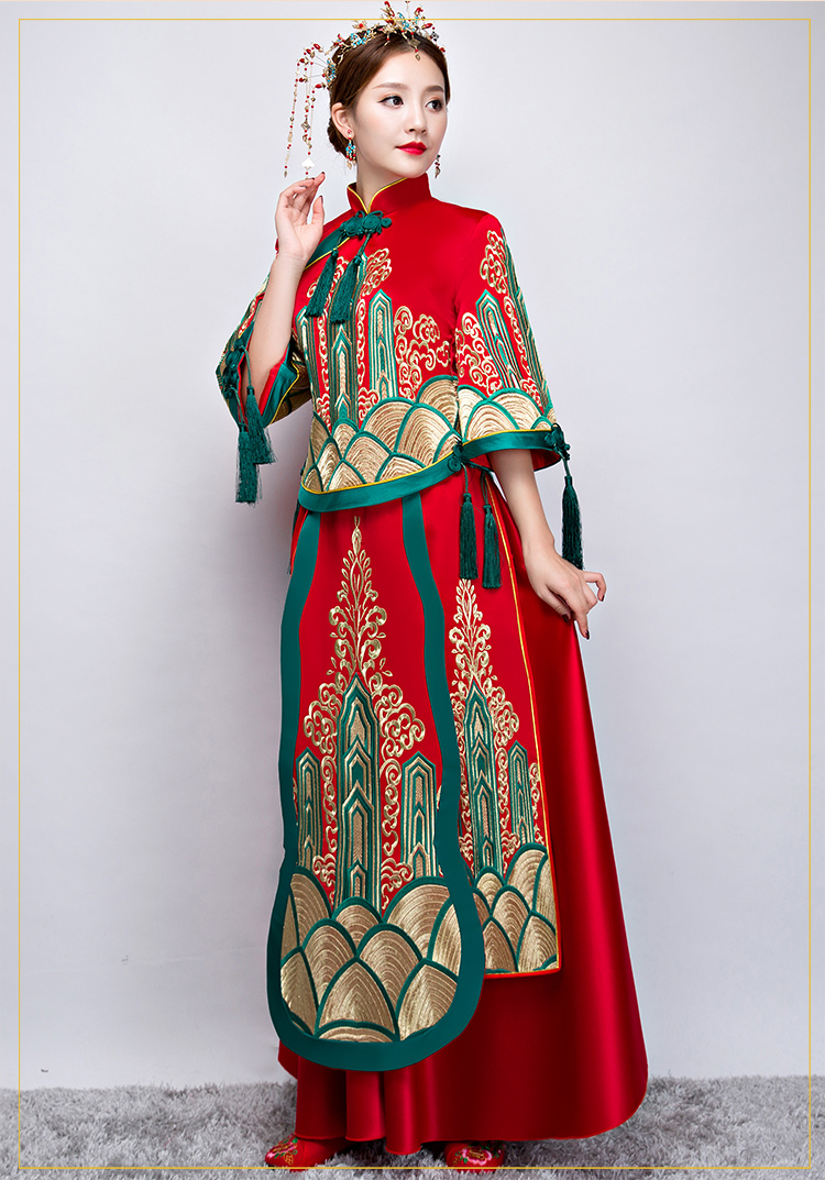 中國風(fēng)秀禾服中式禮服，新娘結(jié)婚禮服