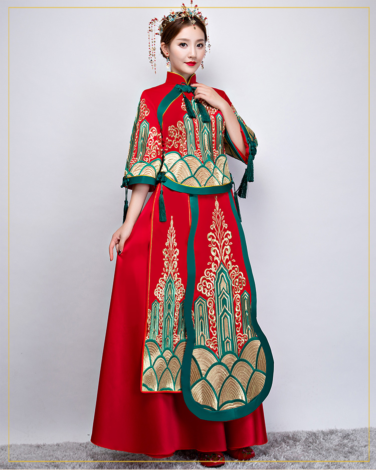 中國風(fēng)秀禾服中式禮服，新娘結(jié)婚禮服