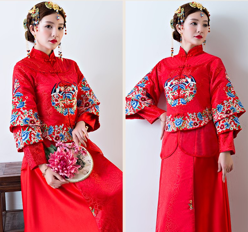 古色古香中式禮服，中國風新娘結(jié)婚禮服