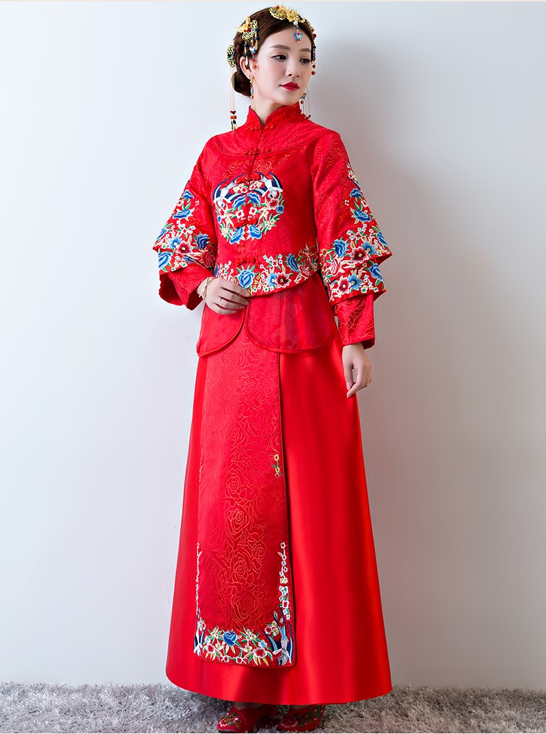 古色古香中式禮服，中國風新娘結(jié)婚禮服