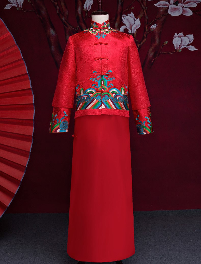 中國(guó)風(fēng)男士中式禮服，中國(guó)風(fēng)新郎結(jié)婚禮服