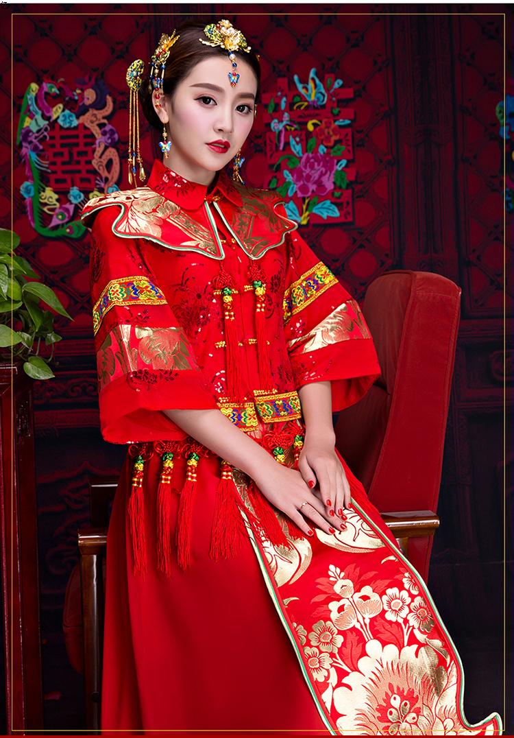 復古秀禾服中式禮服，中國風新娘結(jié)婚禮服