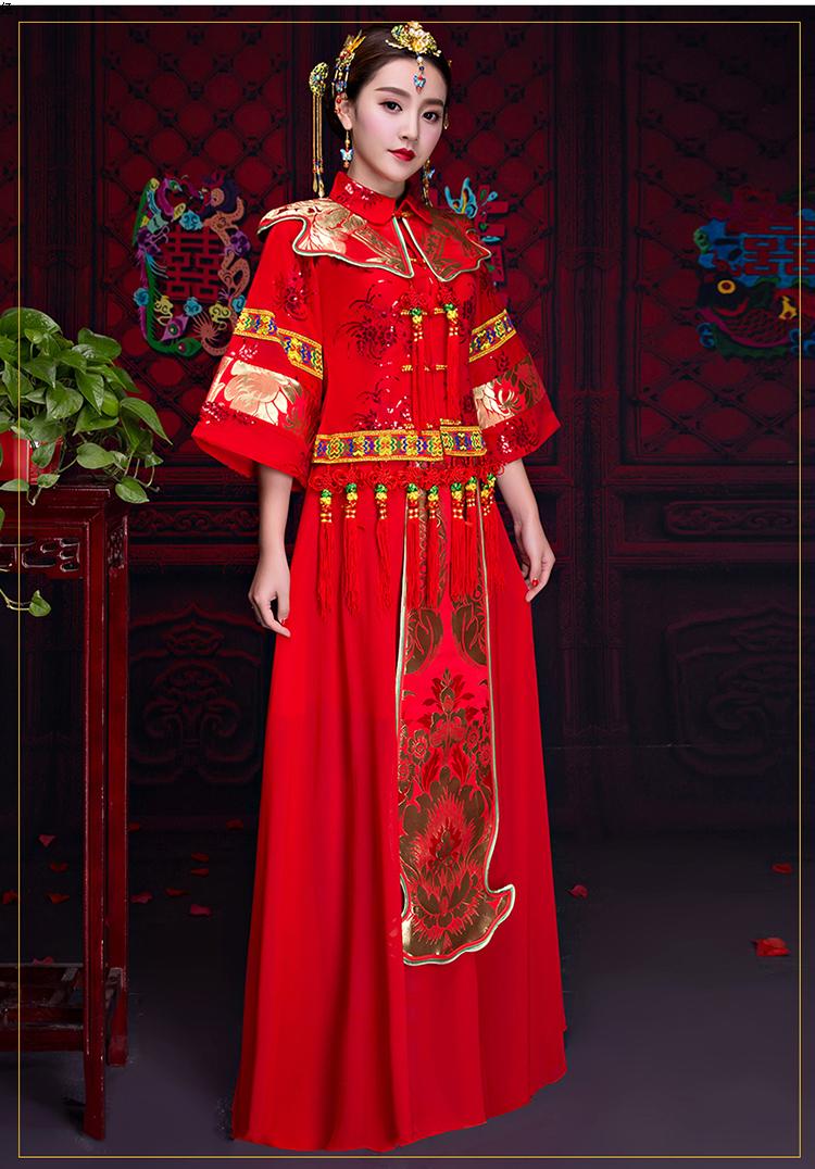 復古秀禾服中式禮服，中國風新娘結(jié)婚禮服