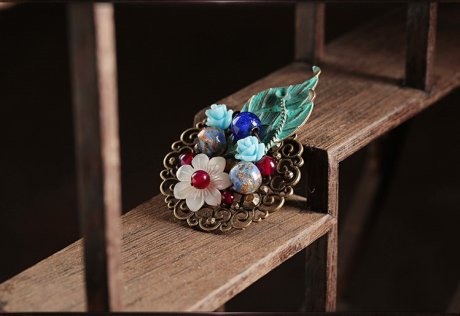 滿澗幽花胸針，樹葉貝殼胸花飾品