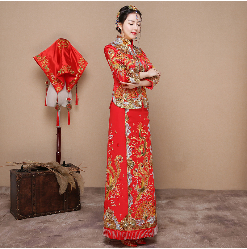 龍鳳之喜中式禮服，精致新娘結(jié)婚禮服