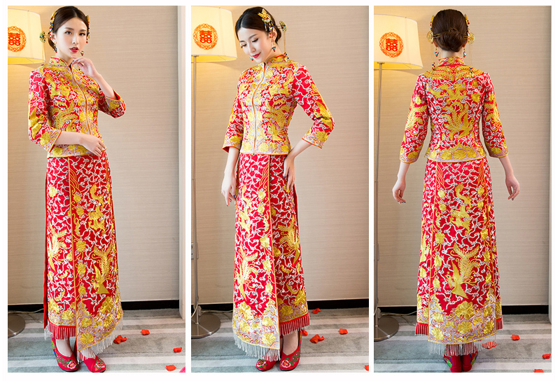 龍鳳褂中式婚禮禮服，時(shí)尚中國風(fēng)新娘禮服