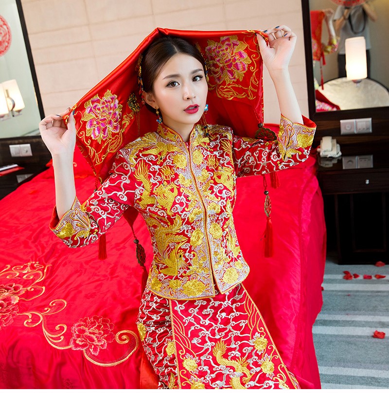 龍鳳褂中式婚禮禮服，時(shí)尚中國風(fēng)新娘禮服