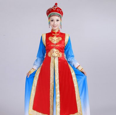 蒙古族服飾表演服裝，少數(shù)民族服裝圖片