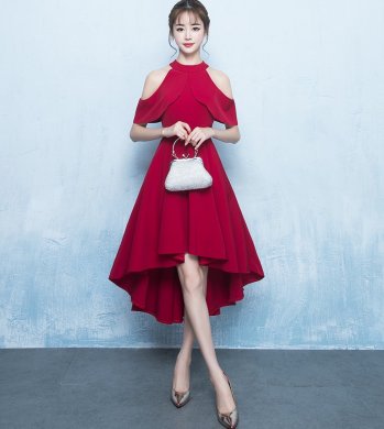 性感掛脖中式禮服，時(shí)尚典雅晚禮服