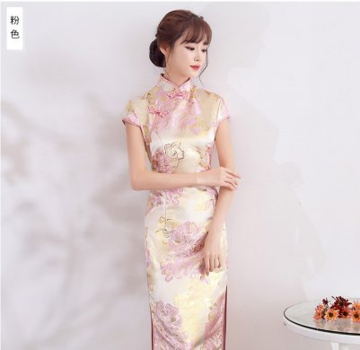 時(shí)尚優(yōu)雅少女旗袍，改良精致花紋旗袍裙