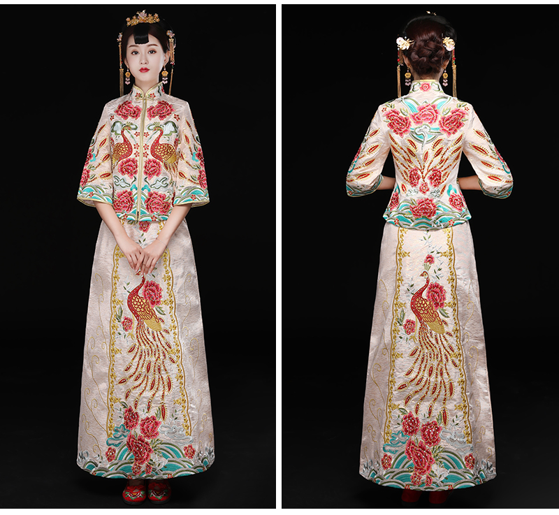 精致刺繡中式禮服，復古時尚新娘禮服