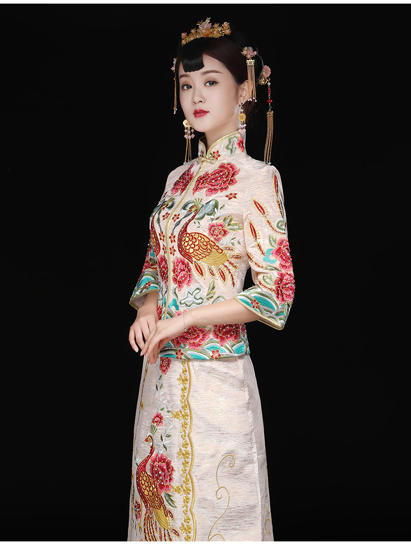 精致刺繡中式禮服，復古時尚新娘禮服