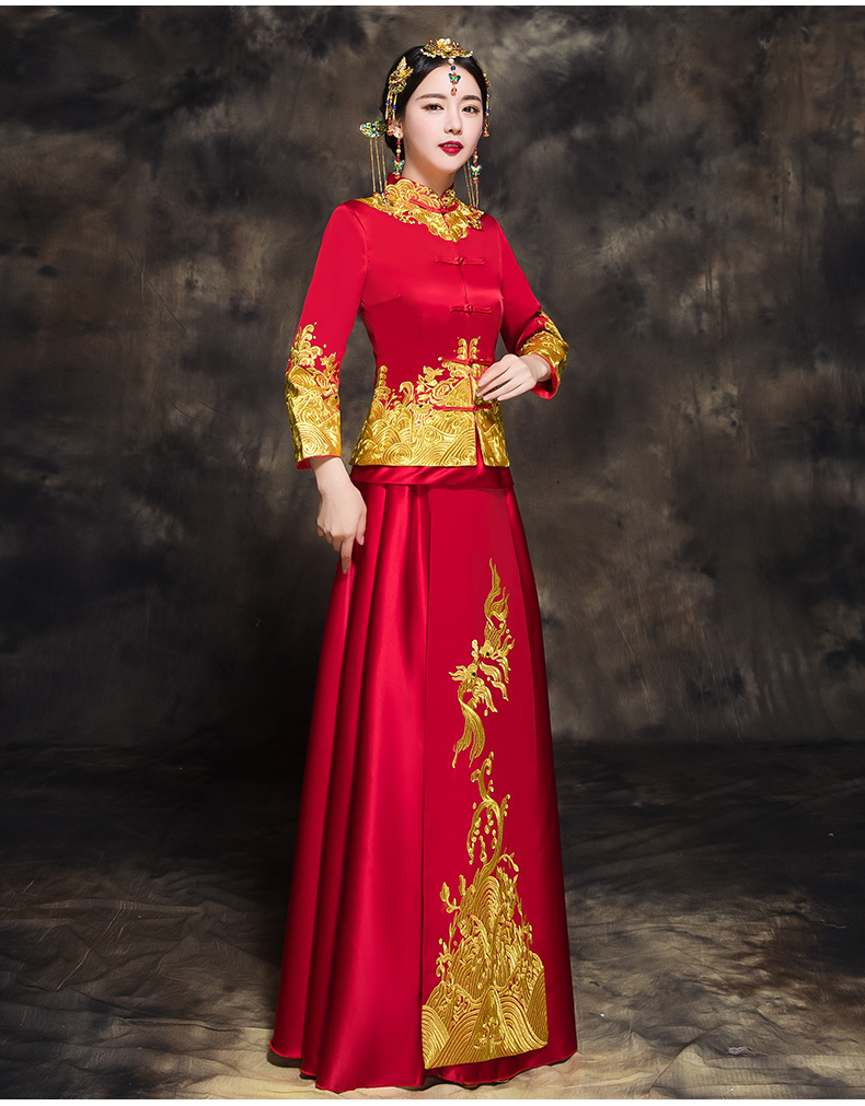 中國(guó)風(fēng)新娘秀禾禮服，唯美中式結(jié)婚禮服