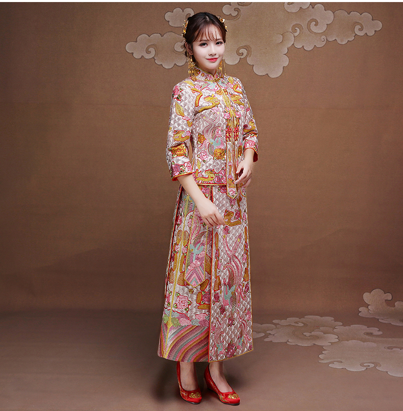 復(fù)古時(shí)尚中式禮服，唯美中國風(fēng)新娘禮服