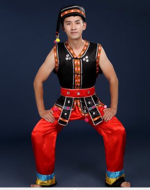 土家族壯族打鼓民族服飾，苗族男少數民族服裝