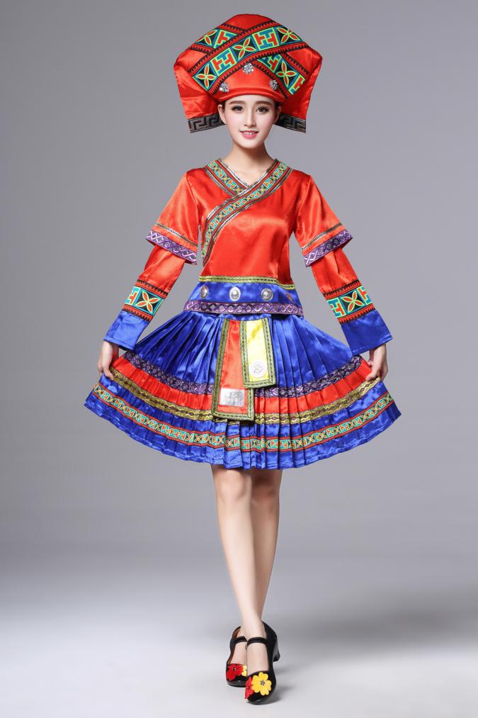廣西壯族服裝土家族苗族，百褶裙少數(shù)民族服裝