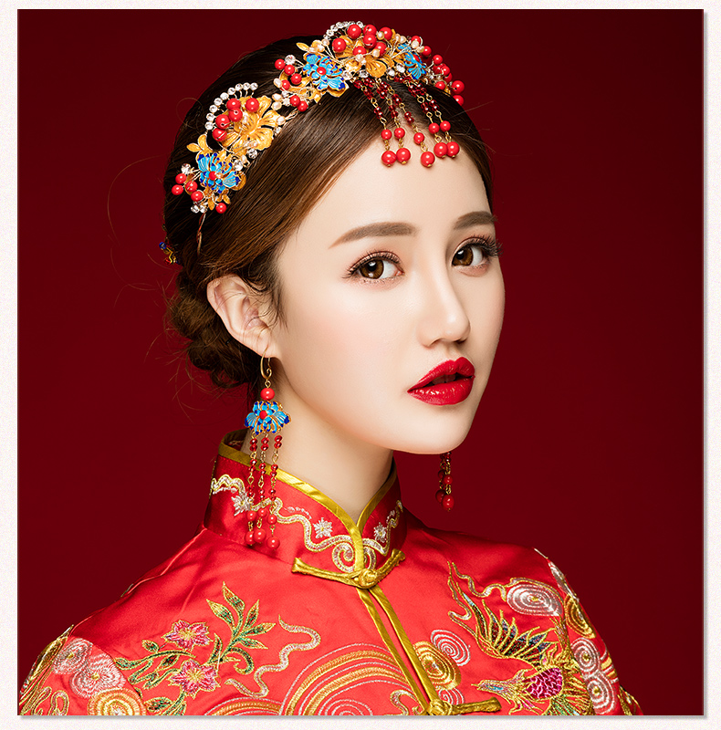 來(lái)唯美新娘古風(fēng)額飾，皇冠結(jié)婚婚禮配飾