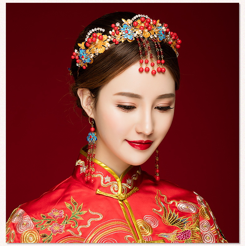 來(lái)唯美新娘古風(fēng)額飾，皇冠結(jié)婚婚禮配飾