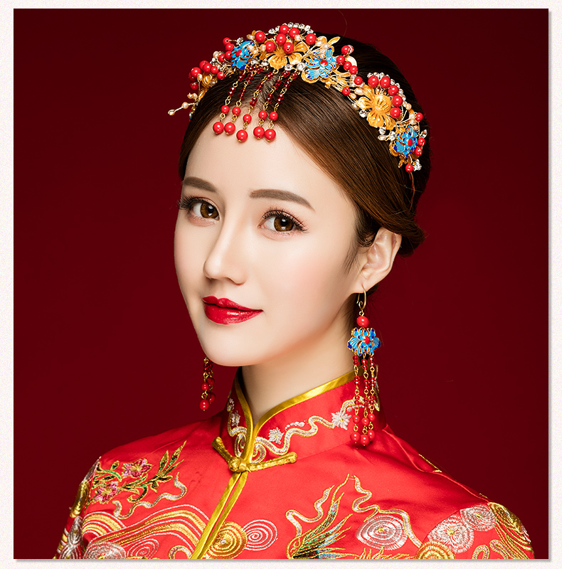 來(lái)唯美新娘古風(fēng)額飾，皇冠結(jié)婚婚禮配飾