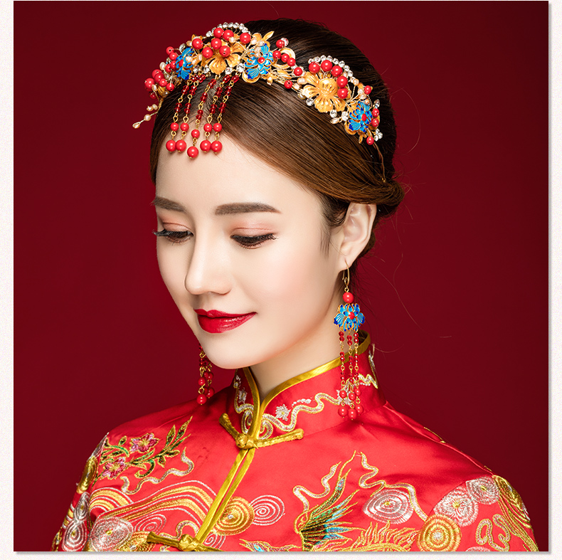 來(lái)唯美新娘古風(fēng)額飾，皇冠結(jié)婚婚禮配飾