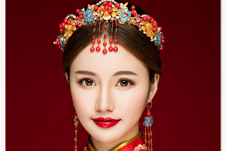 來(lái)唯美新娘古風(fēng)額飾，皇冠結(jié)婚婚禮配飾
