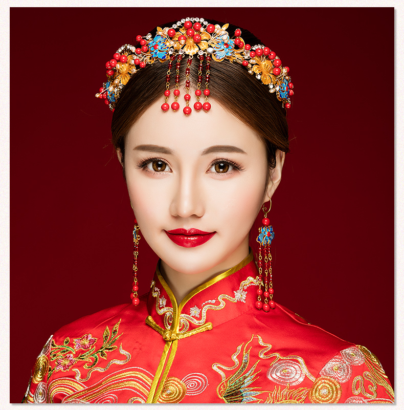 來(lái)唯美新娘古風(fēng)額飾，皇冠結(jié)婚婚禮配飾