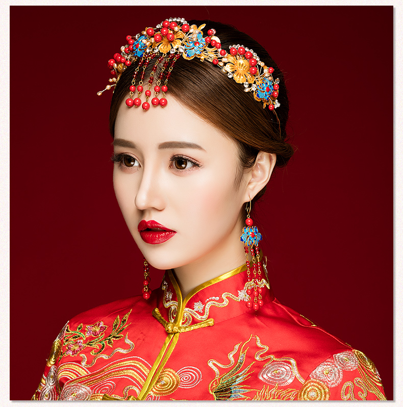 來(lái)唯美新娘古風(fēng)額飾，皇冠結(jié)婚婚禮配飾