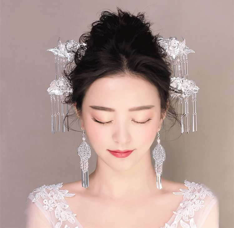 中國(guó)風(fēng)銀白色步搖，新文藝復(fù)古發(fā)簪