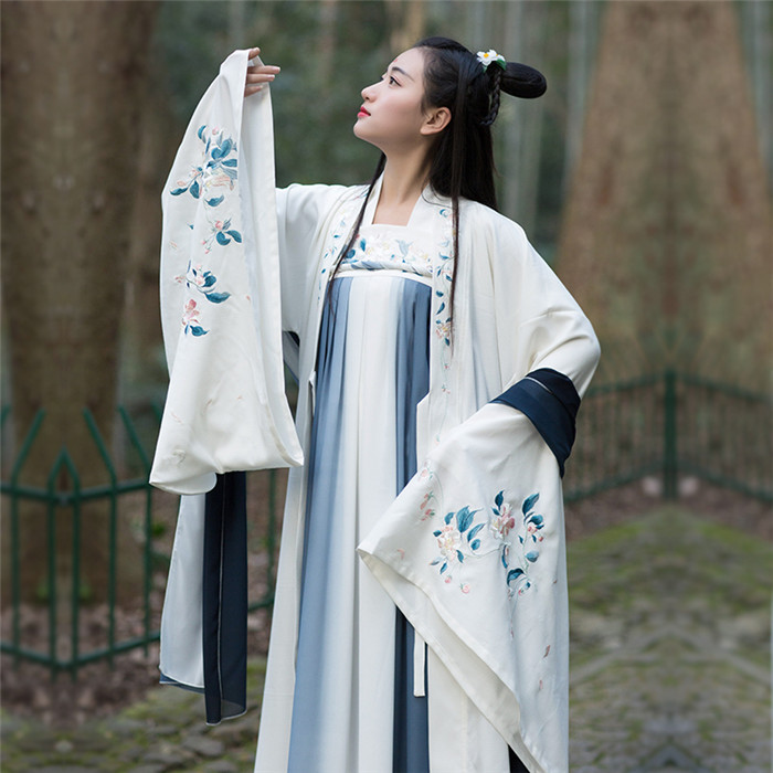 中國風傳統(tǒng)漢服女裝大袖衫繡花上衣
