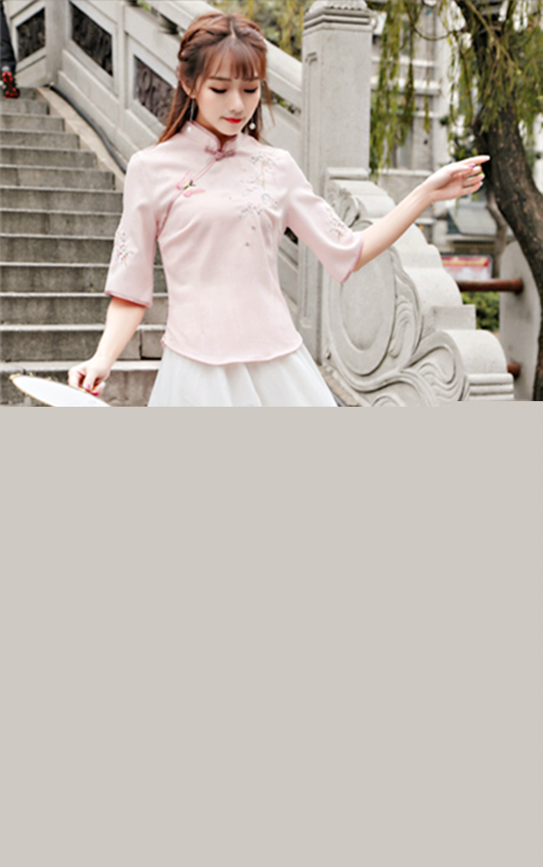 改良唐裝漢元素繡花盤(pán)扣套裝