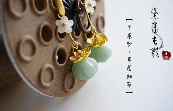 天然東陵玉耳墜 中國(guó)風(fēng)耳飾