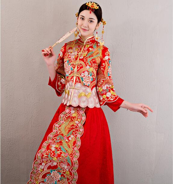 中國風(fēng)龍鳳褂刺繡禮服中式婚禮禮服