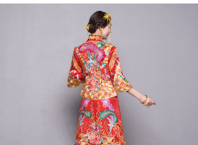 秀禾服新娘禮服嫁衣，中式結婚秀禾小拖尾喜服