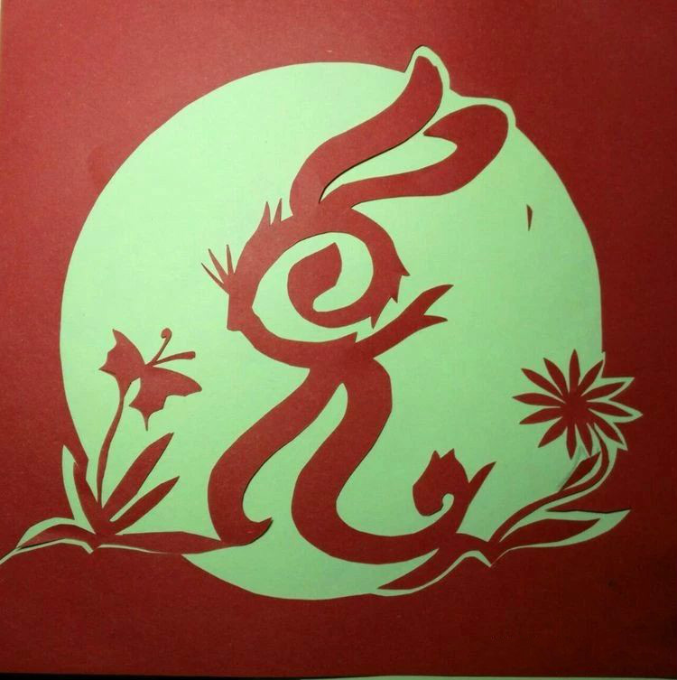創(chuàng)意十足中秋玉兔剪紙，兔子鬧仲秋