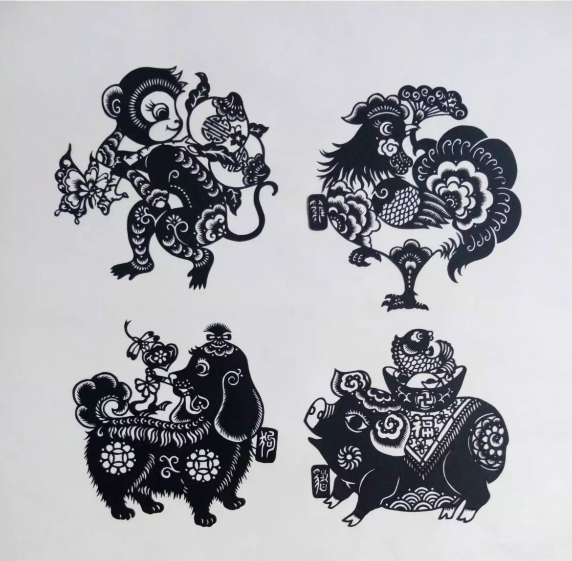 吉祥十二生肖剪紙圖片，薛娜剪紙作品欣賞