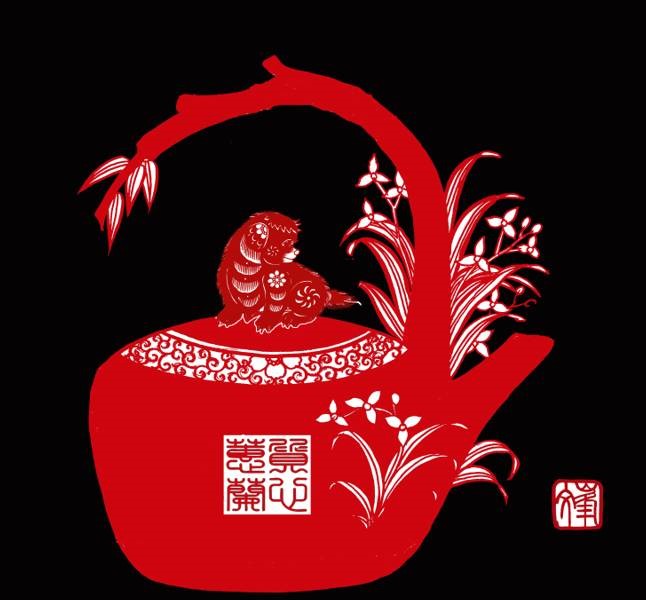 百狗圖剪紙系列(32張)，曹文峰剪紙作品欣賞