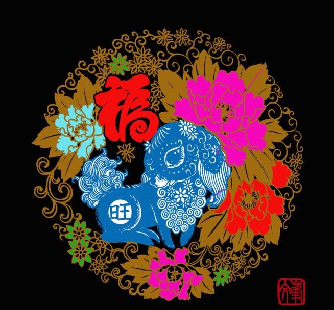 百狗圖剪紙系列(32張)，曹文峰剪紙作品欣賞