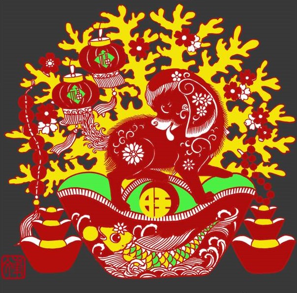 百狗圖剪紙系列(32張)，曹文峰剪紙作品欣賞