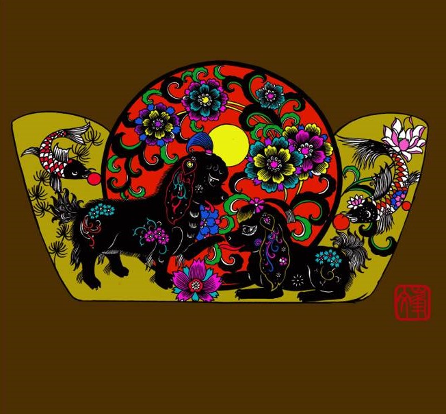 百狗圖剪紙系列(32張)，曹文峰剪紙作品欣賞