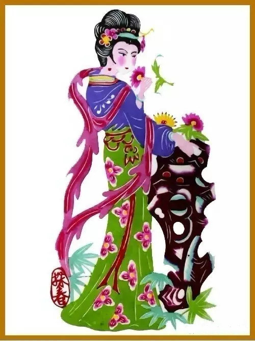 美女染色剪紙作品欣賞，色彩斑斕的剪紙藝術(shù)