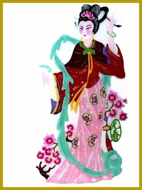 美女染色剪紙作品欣賞，色彩斑斕的剪紙藝術(shù)
