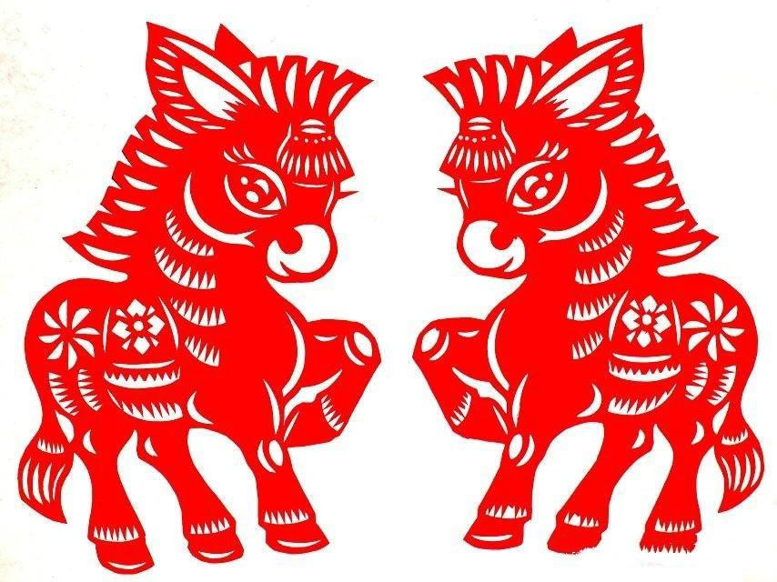 活潑可愛的小馬駒剪紙圖集(25張)，孫立峰作品