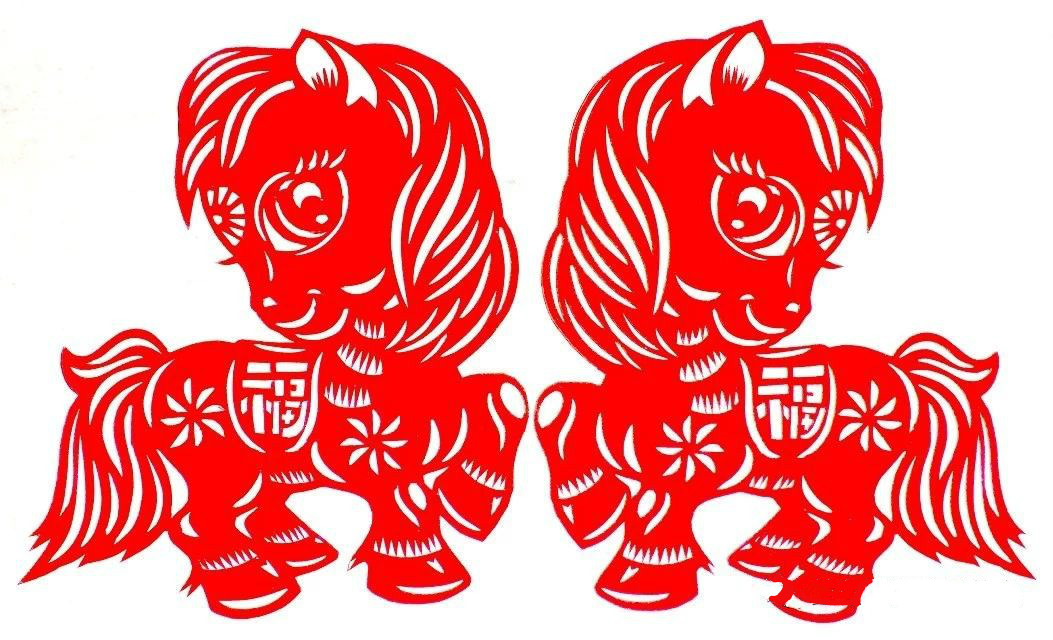 活潑可愛的小馬駒剪紙圖集(25張)，孫立峰作品