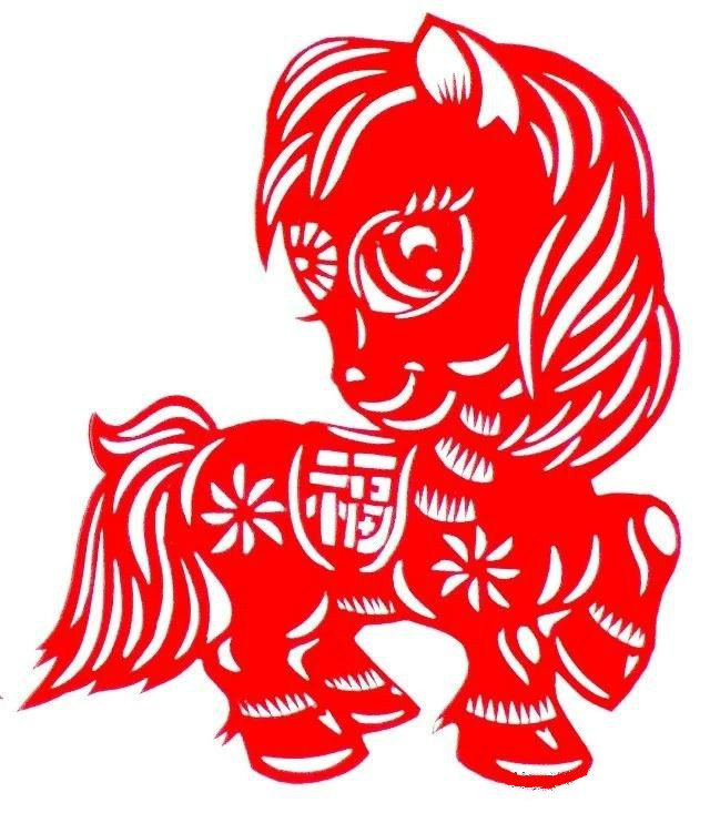 活潑可愛的小馬駒剪紙圖集(25張)，孫立峰作品