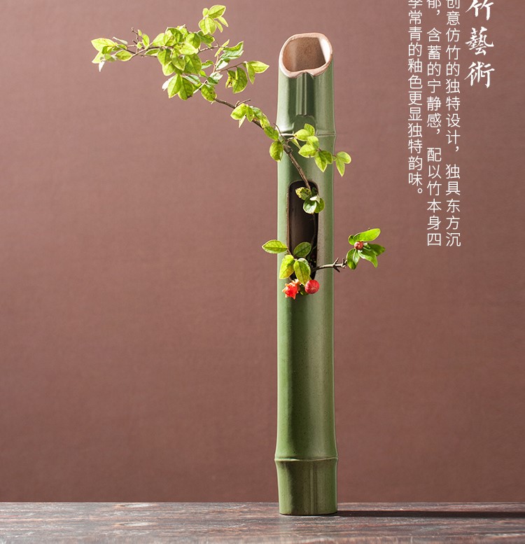 創(chuàng)意仿竹壁掛花器花藝，禪意中式插花