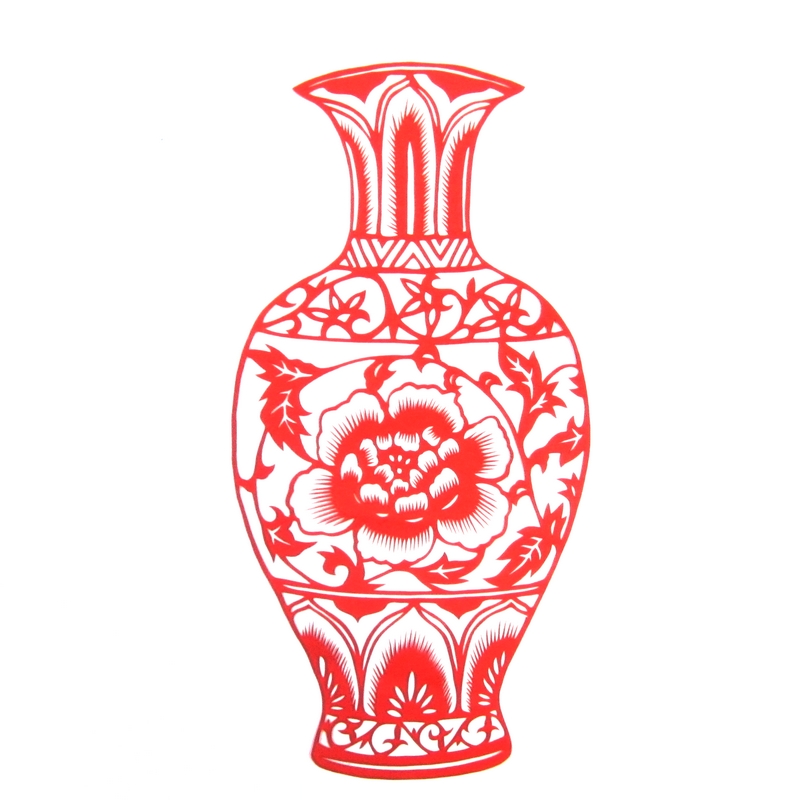 11款精美手工紅花瓷剪紙，茶壺剪紙工藝品