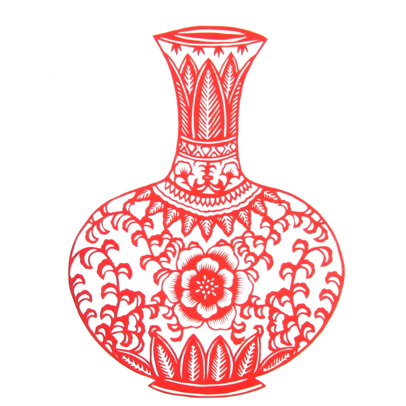 11款精美手工紅花瓷剪紙，茶壺剪紙工藝品