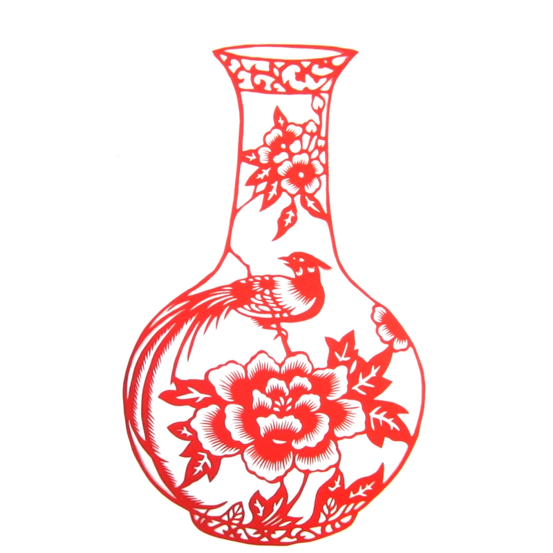 11款精美手工紅花瓷剪紙，茶壺剪紙工藝品